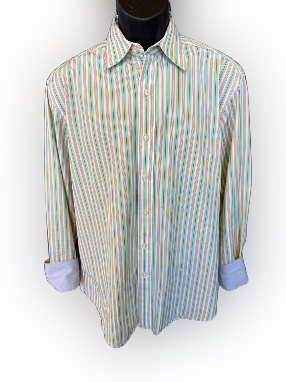 Robert Graham Long Sleeve Button Down Multicolor Striped Shirt. medium